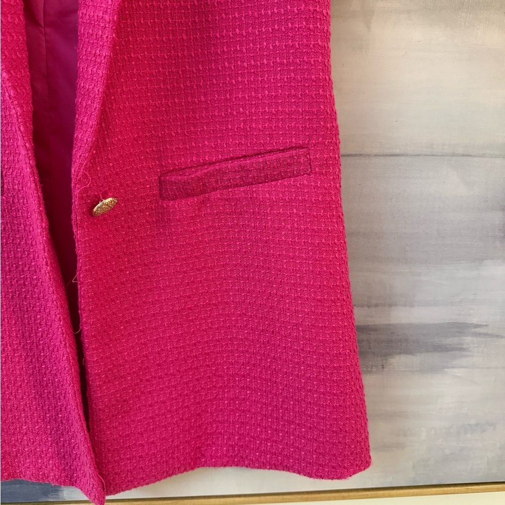 Women's Hot Pink Sleeveless Blazer Vest - Picture 5 of 8